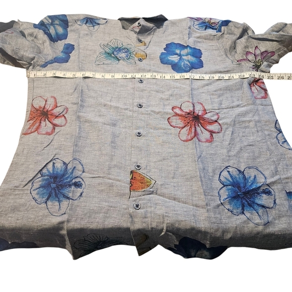 Mens Haupt Germany XL Woven Linen Cotton Button Down Shirt Floral Modern Fit NWT - Picture 13 of 14